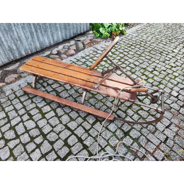 Pre-War Ice Sleigh with Brake and Steering Wheel, 1920s For Sale - Image 3 of 12