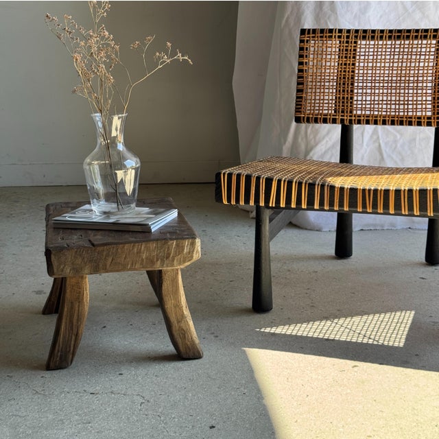Brutalist Small Rectangular Stool in Teak For Sale - Image 3 of 18