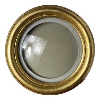 Vintage Gold-Colored Wooden Frame with Convex Glass, 1950s For Sale