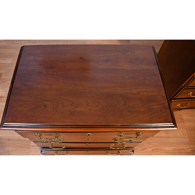1960s Pair Harden English Traditional Cherry Wood Chest of Drawers / Commodes For Sale - Image 15 of 16