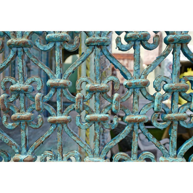 Vintage Large Blue Indian Iron Gates For Sale In Los Angeles - Image 6 of 7