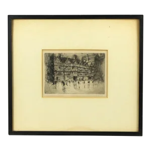 Early 20th Century George Huardel-Bly Architectural Signed Drypoint, Stapple Inn, London