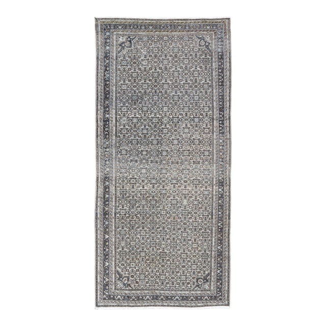 Antique Persian Hamadan Gallery Rug With Allover Pattern in Cool Tone 8'0 X 16'10 For Sale