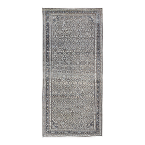 Antique Persian Hamadan Gallery Rug With Allover Pattern in Cool Tone 8'0 X 16'10
