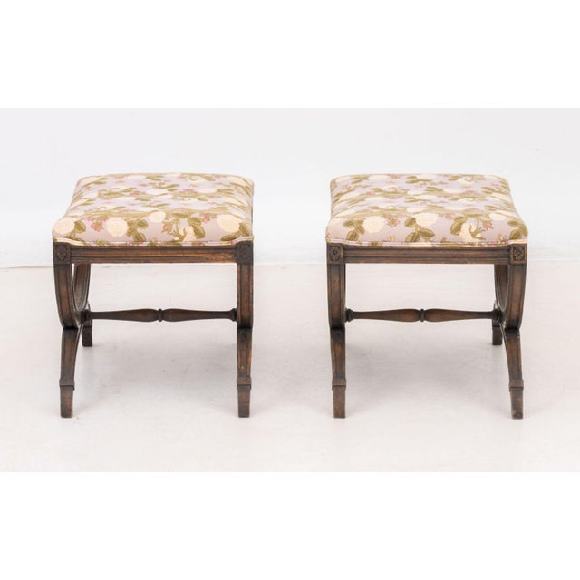 Louis XVI Style Upholstered Curule Stools, Pair For Sale In New York - Image 6 of 6