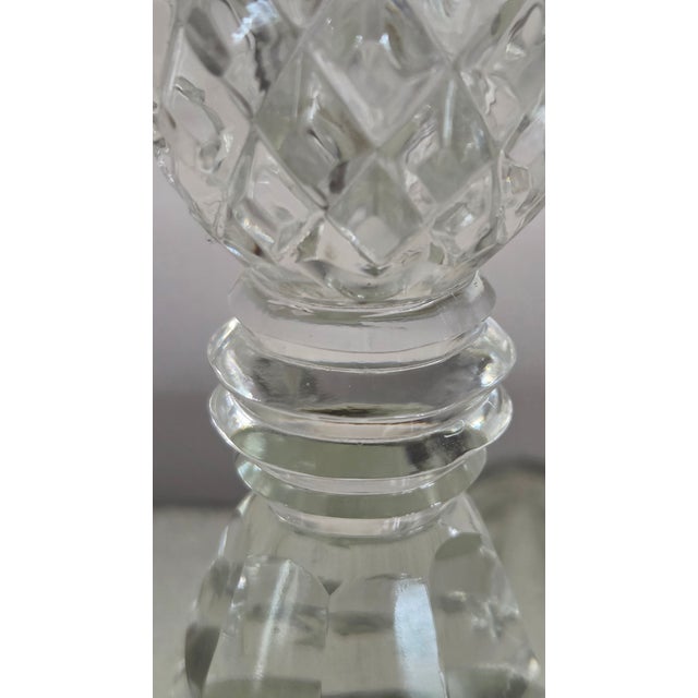 1960s Vintage Tall Faceted Crystal-Glass Salt and Pepper Shakers With Silver-Tone Caps For Sale - Image 5 of 16