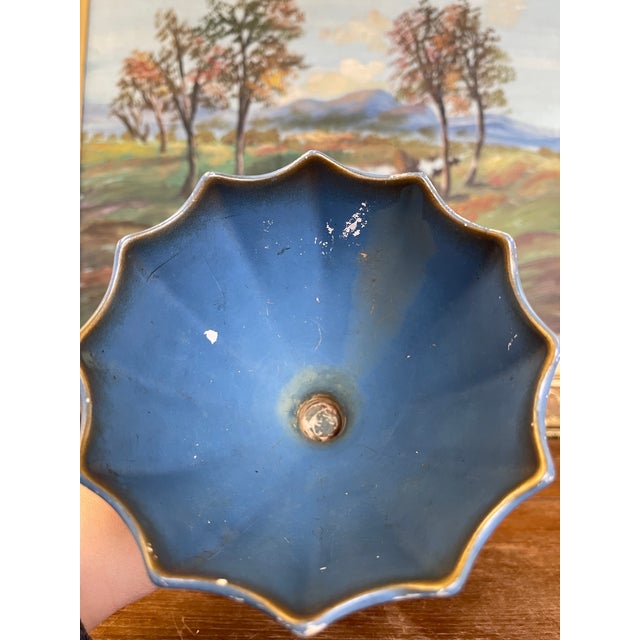 Vintage English Hand-Painted Pedestal Vase With Scenic Silhouette, Marked Made in England For Sale - Image 10 of 10