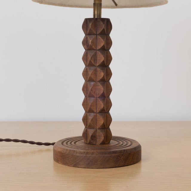 1940s French Carved Wood Table Lamp by Charles Dudouyt For Sale - Image 9 of 11