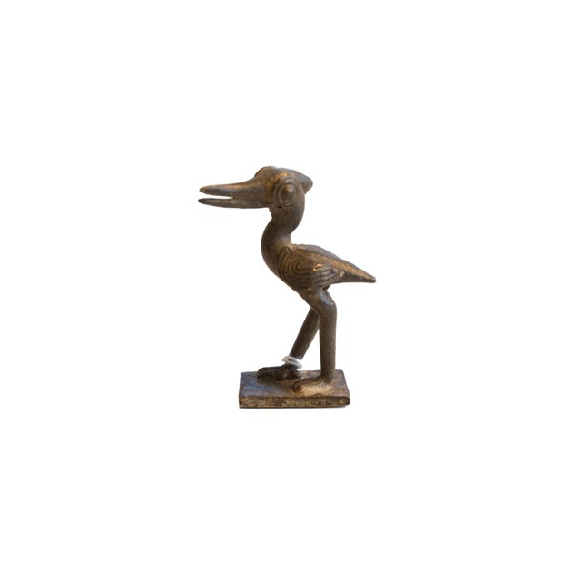 Mid 20th Century Vintage African Dark Bronze Stork Turning Head For Sale - Image 5 of 5
