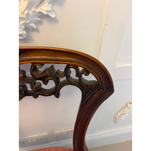 Mid 19th Century Antique Victorian Side Chairs in Carved Walnut, 1860, Set of 2 For Sale - Image 5 of 17
