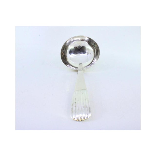Plain Silver Soup Ladle with Embossed Handle For Sale - Image 6 of 7