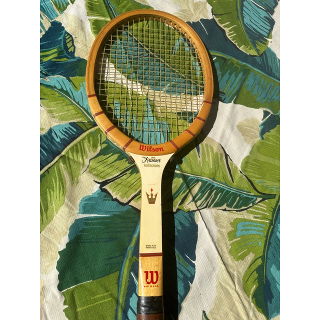 Wood Vintage Collection of Wilson Tennis Rackets and Guard Add Photos For Sale - Image 7 of 12