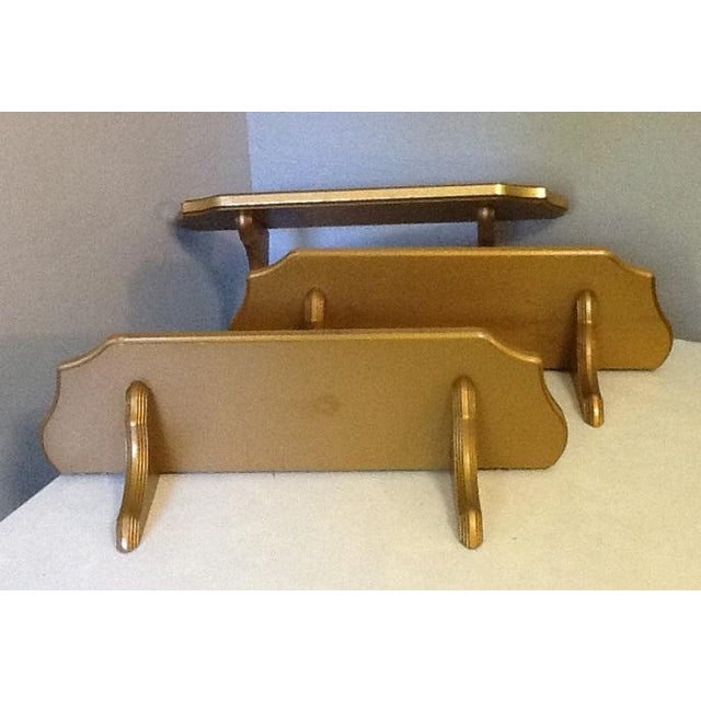 Vintage Gold Wood Wall Shelves With Plate Groove Chairish