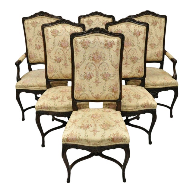 Vintage French Provincial Louis XV Country Style Upholstered Dining