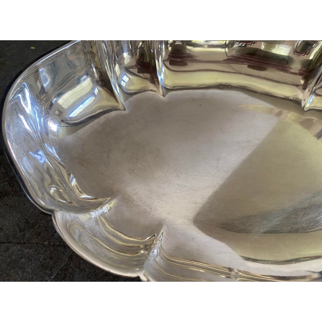 1950s 1950s Cohr Denmark Mid Century Scalloped Serving Dish Platter Atla Electro Plate Nickel Silver Epns For Sale - Image 5 of 12