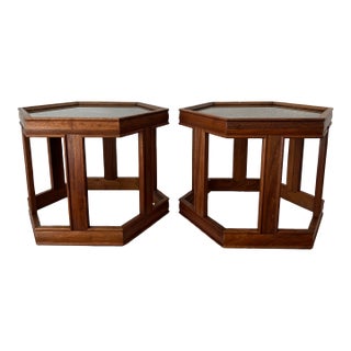 Vintage John Keal for Brown Saltman Hexagon Side Tables For Sale