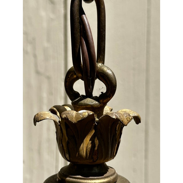 Chase Brass and Copper Company Vintage Deco Shade With Vintage Chase Lighting Hanging Fixture For Sale - Image 4 of 8