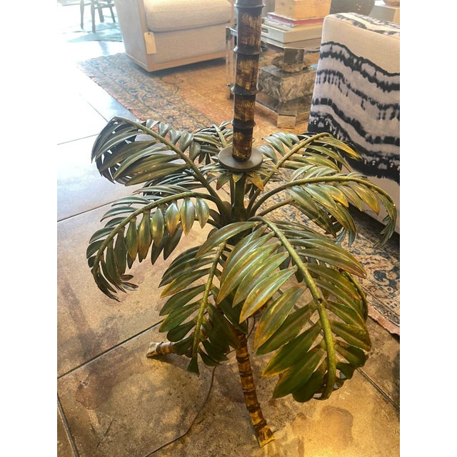 Vintage Italian 1960's Toile Palm Tree Lamp For Sale - Image 10 of 10