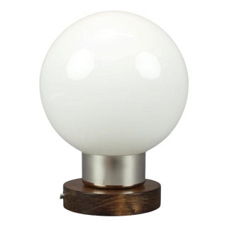 Mid-Century Czech Opaline Glass Globe Table Lamp by Pokrok Žilina, 1960s For Sale