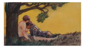 Emil Orlik, Love Scene Under a Tree, 1912, Drawing, Paper, Framed
