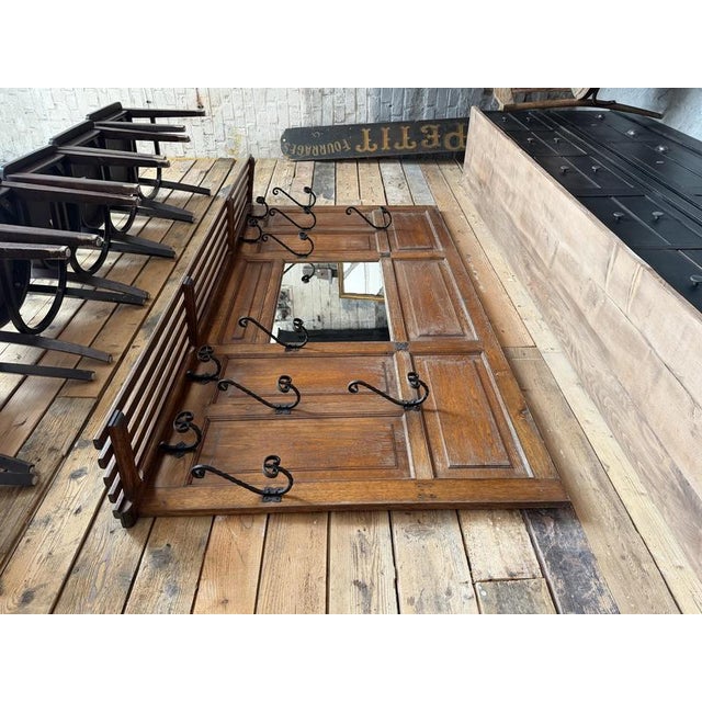 Large Early 20th Century Oak Wall Mounted Coat Rack For Sale - Image 11 of 11