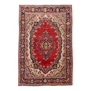 Vintage Persian Mahal Handmade Red Floral Wool Rug