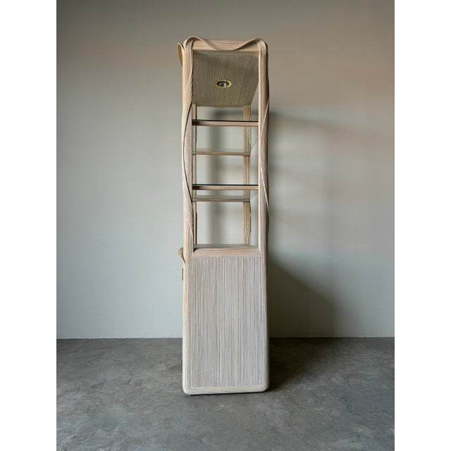 Vintage Betty Cobonpue - Style Pencil Reed Lighted Etagere/ Sold For Sale - Image 9 of 12