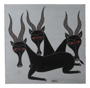 Salum Mussa, African Tingatinga School Composition, 1970s, Oil on Board
