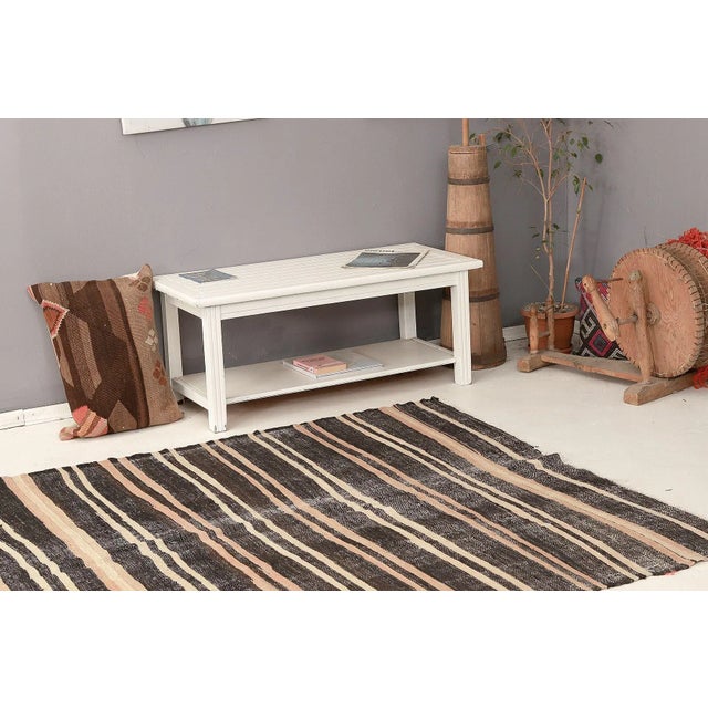 Mid 20th Century Striped Vintage Goat Hair Kilim Rug For Sale In Los Angeles - Image 6 of 7