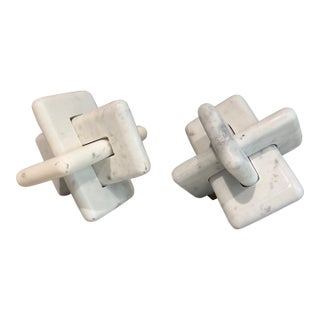 Carrara Knot Bookends, Pair For Sale
