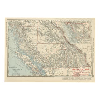 Antique Map of British Columbia with Queen Charlotte Islands, 1899 For Sale