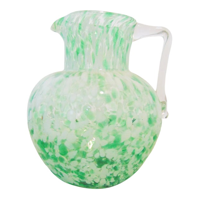 Art Glass Speckled Water Pitcher For Sale
