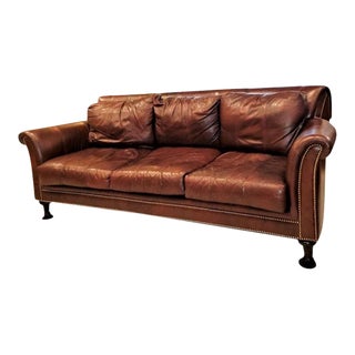 Late 20th Century English Style Leather Sofa by Ferguson Copeland For Sale