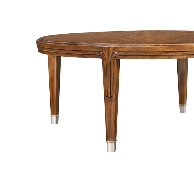 Art Deco Contemporary Walnut Art Deco Style Round Coffee Table For Sale - Image 3 of 4