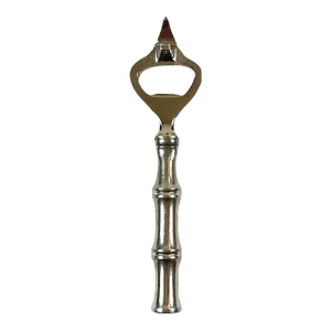 Vintage Pewter Faux Bamboo Barware Bottle Opener, C. 1960