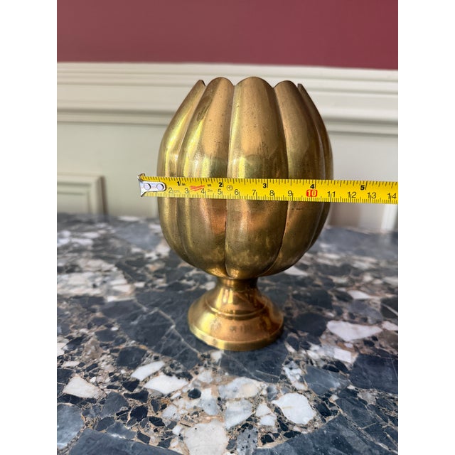 Metal Brass Lotus Planter Vase For Sale - Image 7 of 7