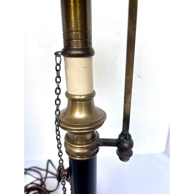 Metal 1970s Chapman Brass French Bouillotte Lamp With Black Tole Shade For Sale - Image 7 of 14