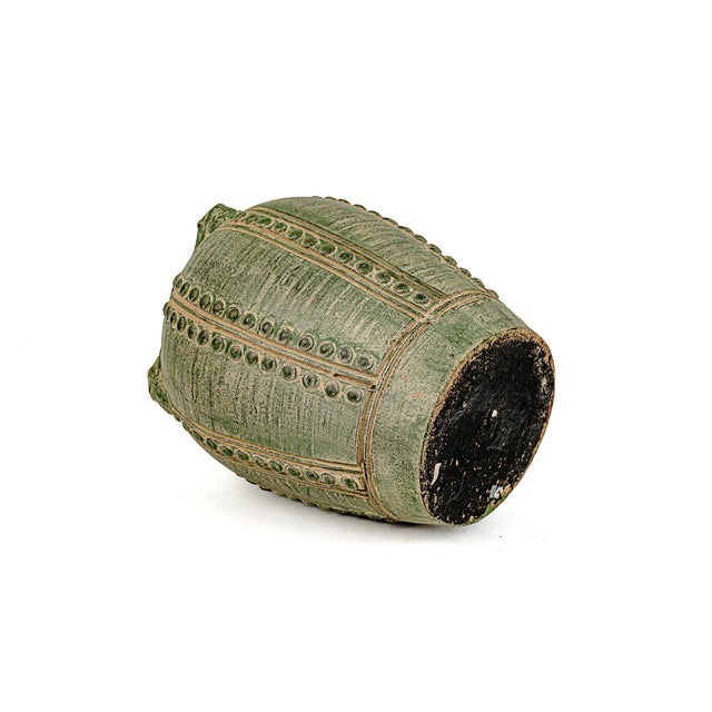 1930s Large Primitive Antique Chinese Emerald Green Elephant Vase For Sale - Image 5 of 9