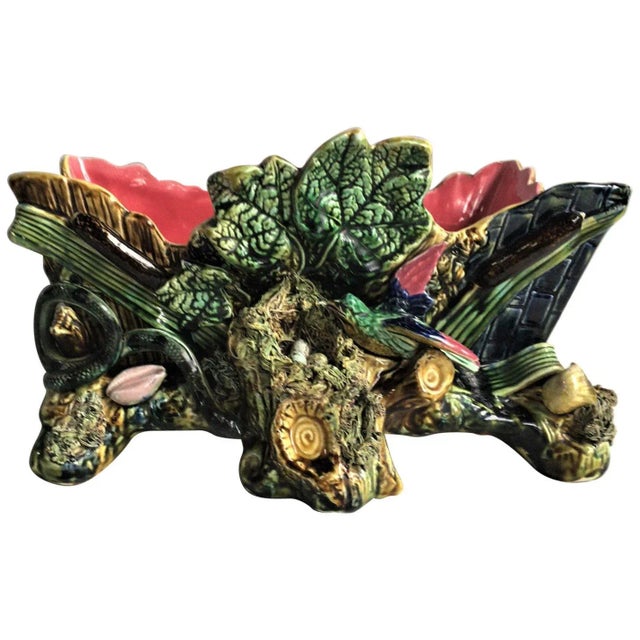 Large French Majolica Bird and Snake Jardinière, circa 1890 For Sale In Austin - Image 6 of 6