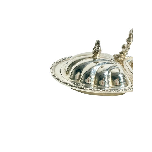 Vintage Hollywood Regency Shell Form 2 Section Caviar Serving Dish For Sale - Image 4 of 15