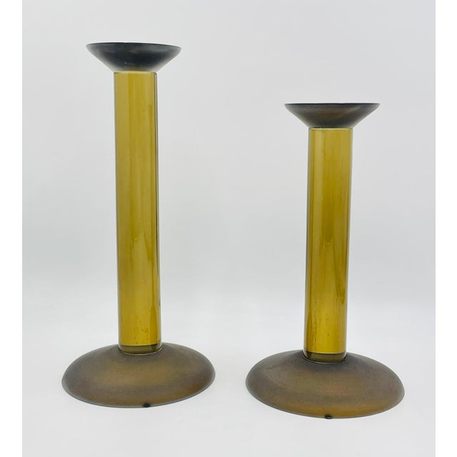 1980s Pair of Italian Murano Glass Candle Holders by Karl Springer for Seguso, Signed For Sale In Los Angeles - Image 6 of 15