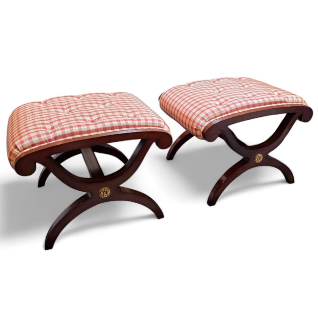 This Pair of Kindel Furniture Winterthur Collection New York Bases are sophisticated seating accent pieces in American...