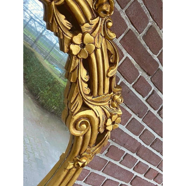 1900s European Rococo Gold Beech Console Wall Mirror - 1 Pc For Sale - Image 15 of 16