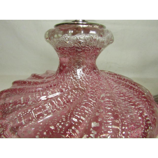 1950s Rose Murano Art Glass Lamps - a Pair For Sale - Image 9 of 13