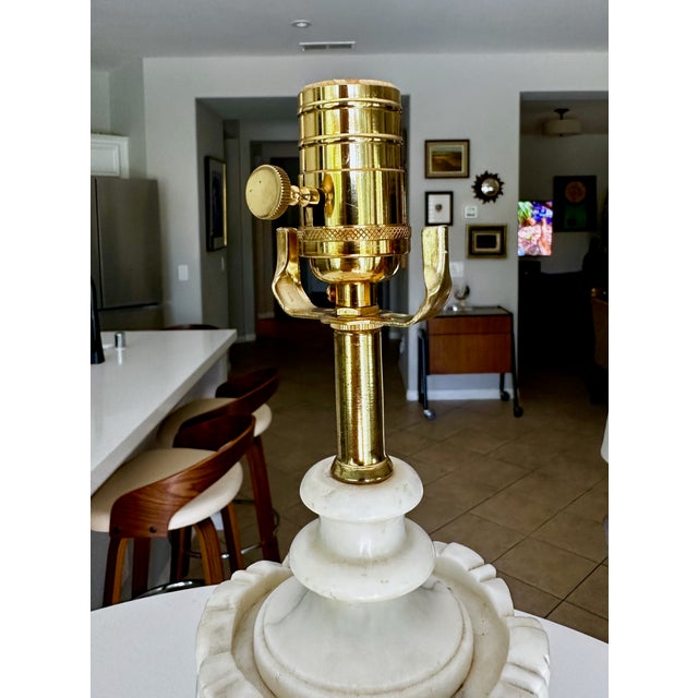 Single Italian Urn Neoclassic Alabaster Table Lamp For Sale - Image 12 of 15