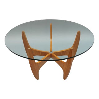 Modern Scandinavian Glass & Wood Coffee Table, 1960s For Sale