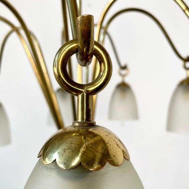 Italian Mid-Century Modern Arredoluce Eight Arm Brass Chandelier by Angelo Lelli For Sale - Image 9 of 11