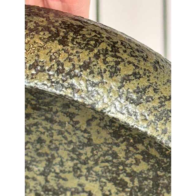 Vintage Ceramic Bowl With Black and Green Textured Glaze For Sale - Image 4 of 5