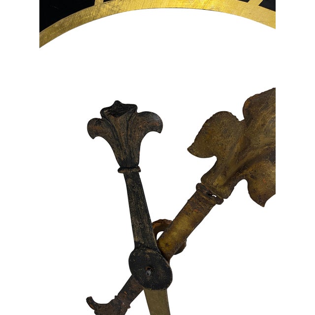 Black Church Clock Face with Gilt Roman Numerals and Hands-19th Century For Sale In Boston - Image 6 of 18