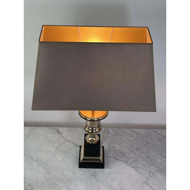 Metal Bronze and Marble Lamp in the style of Maison Charles, 1950s For Sale - Image 7 of 13